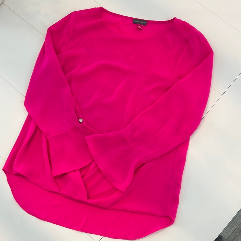 Vince Camuto Pink Blouse with Relaxed Style and Rounded Neckline